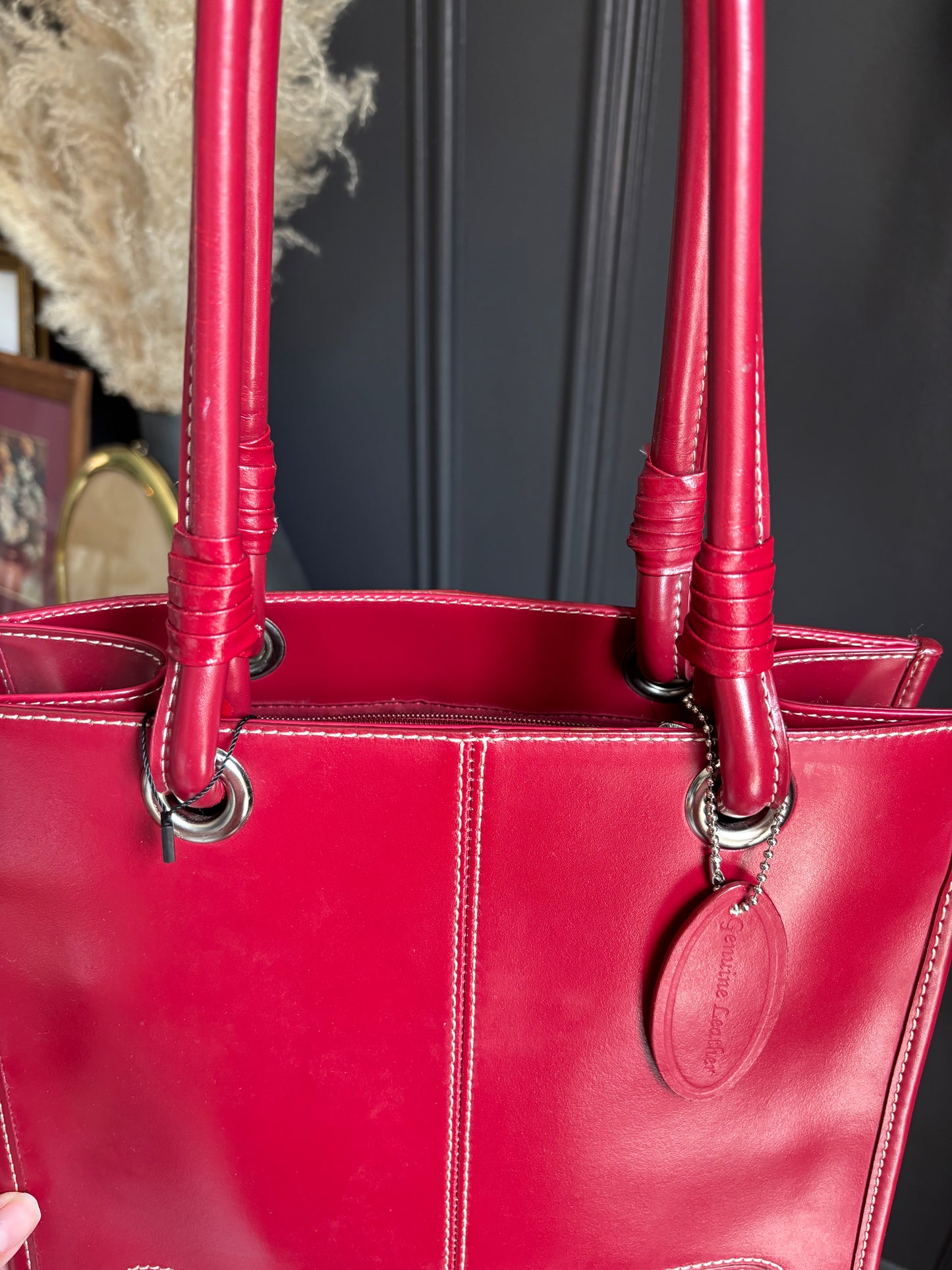 Red Structured Shoulder Bag