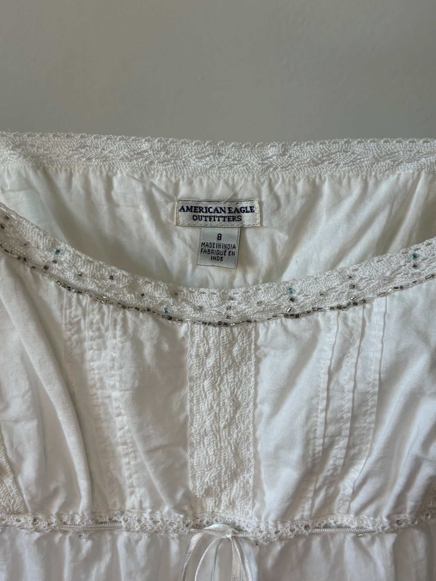 American Eagle White Boho Tank
