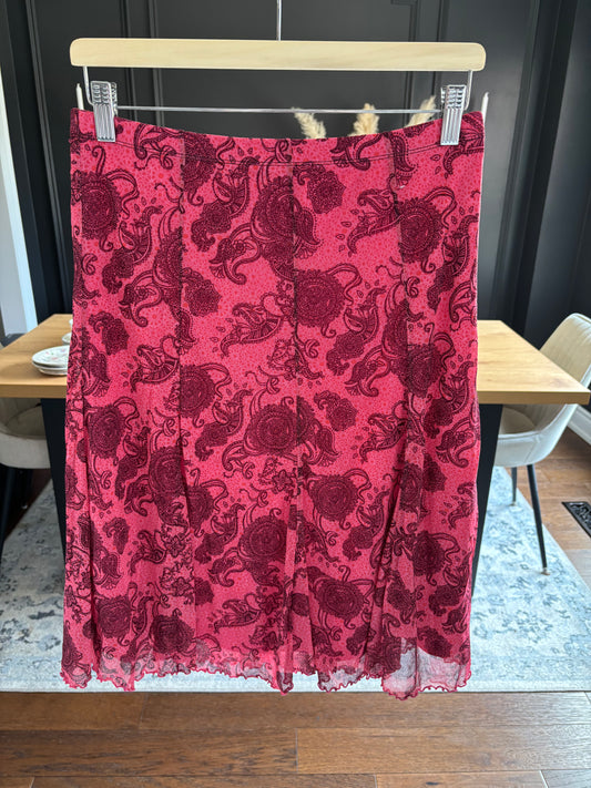 Paisley Mesh Midi Skirt Size M