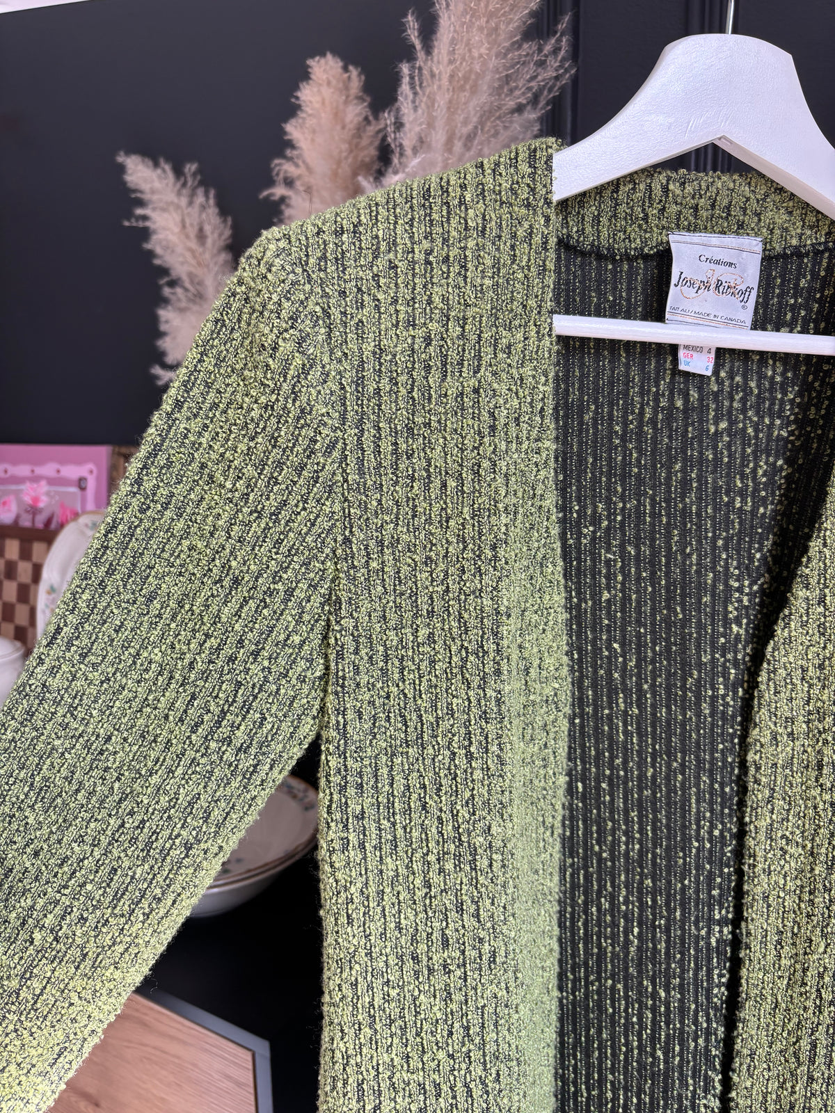 Vintage Green Textured Cardigan Size S