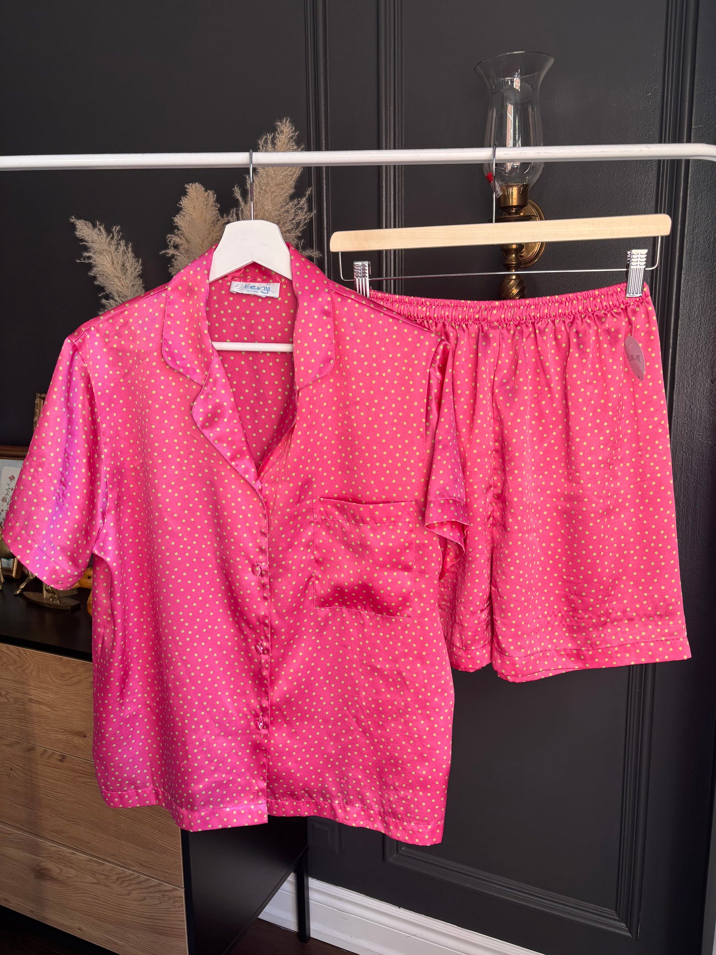 2 Piece Pink & Green Polka Dot PJ Set Size S