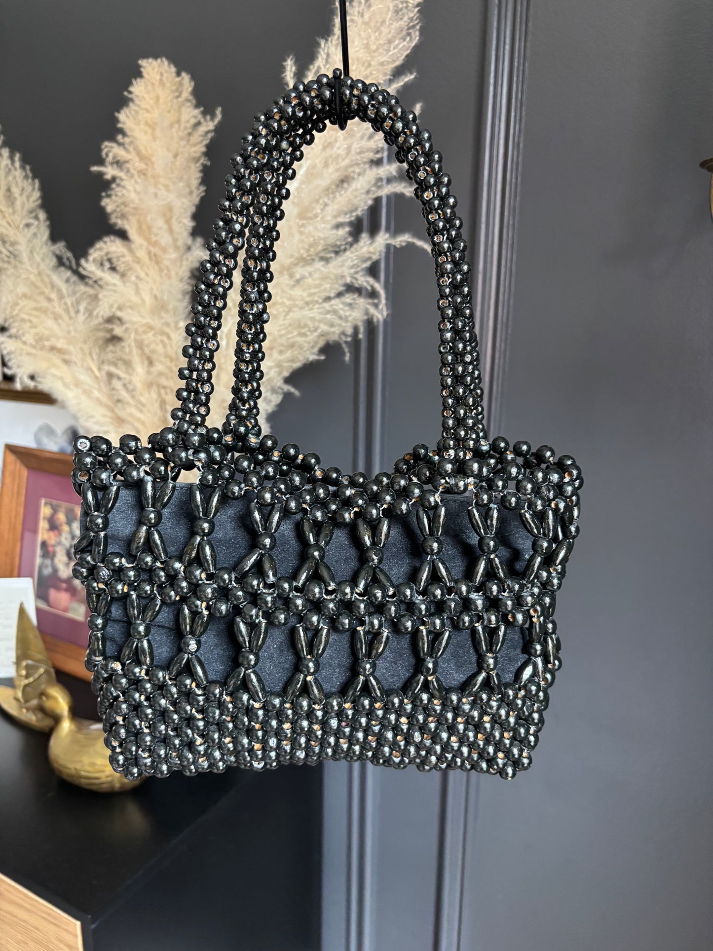 Black Beaded Handbag