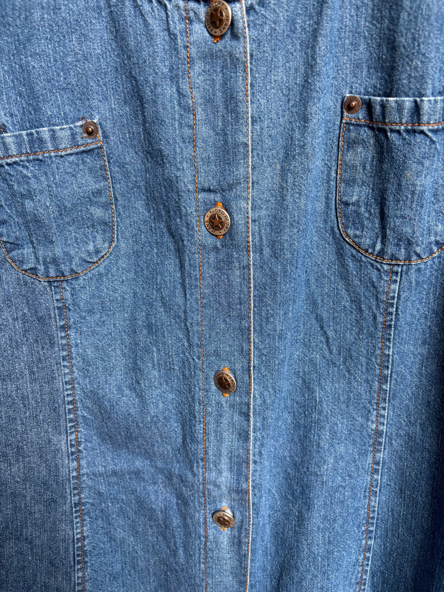Vintage Sleeveless Denim Button Down Dress Size XL