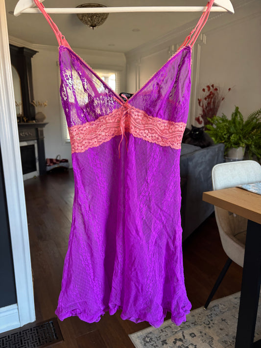Pink & Purple Lace Babydoll Size M