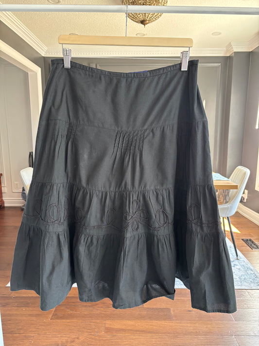 Black Knee Length 100% Cotton Skirt Size 11