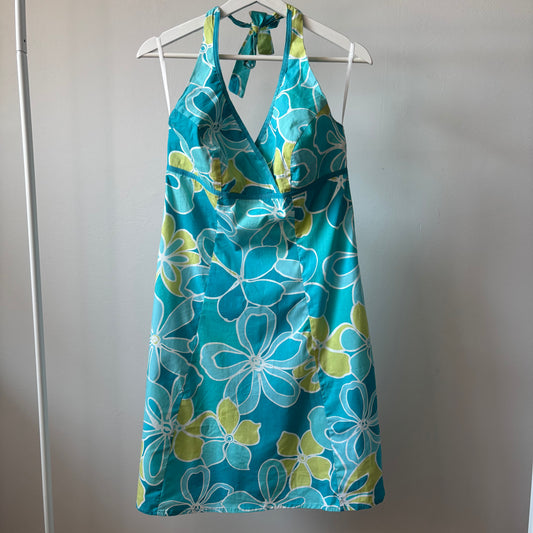 Turquoise Halter Fit & Flare Midi Dress