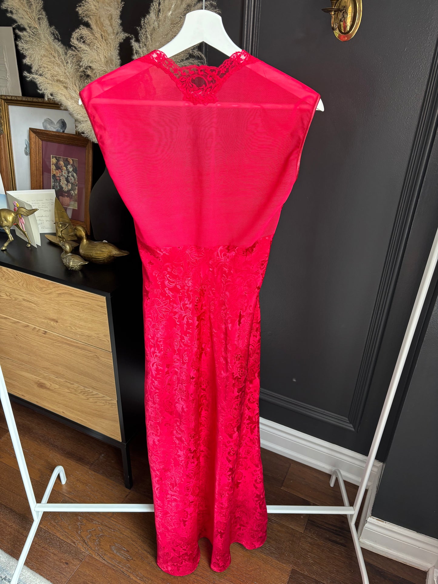 Vintage Long Red Lingerie Dress Size M