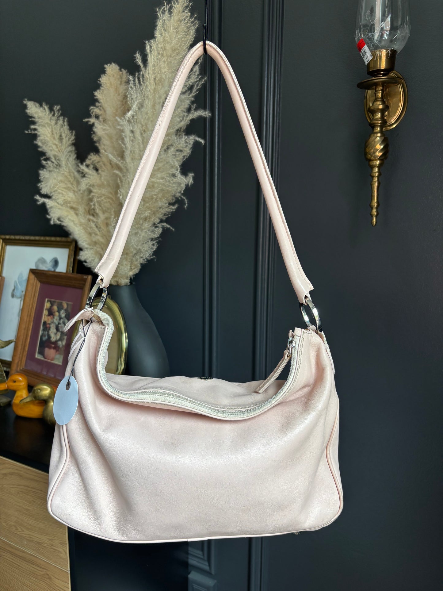 Pink Leather Shoulder Bag