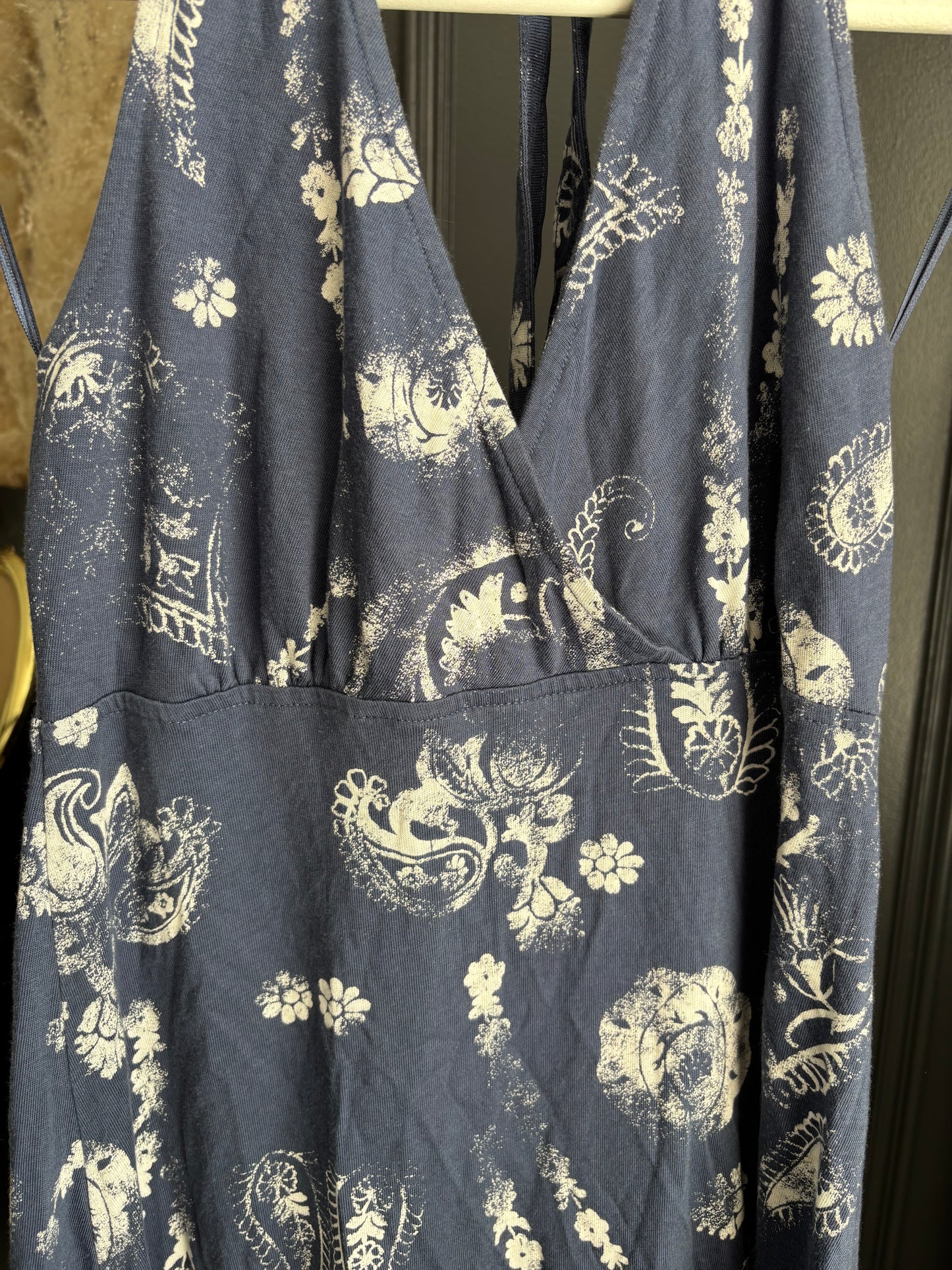 Paisley Print Cotton Blend Halter Dress Size M
