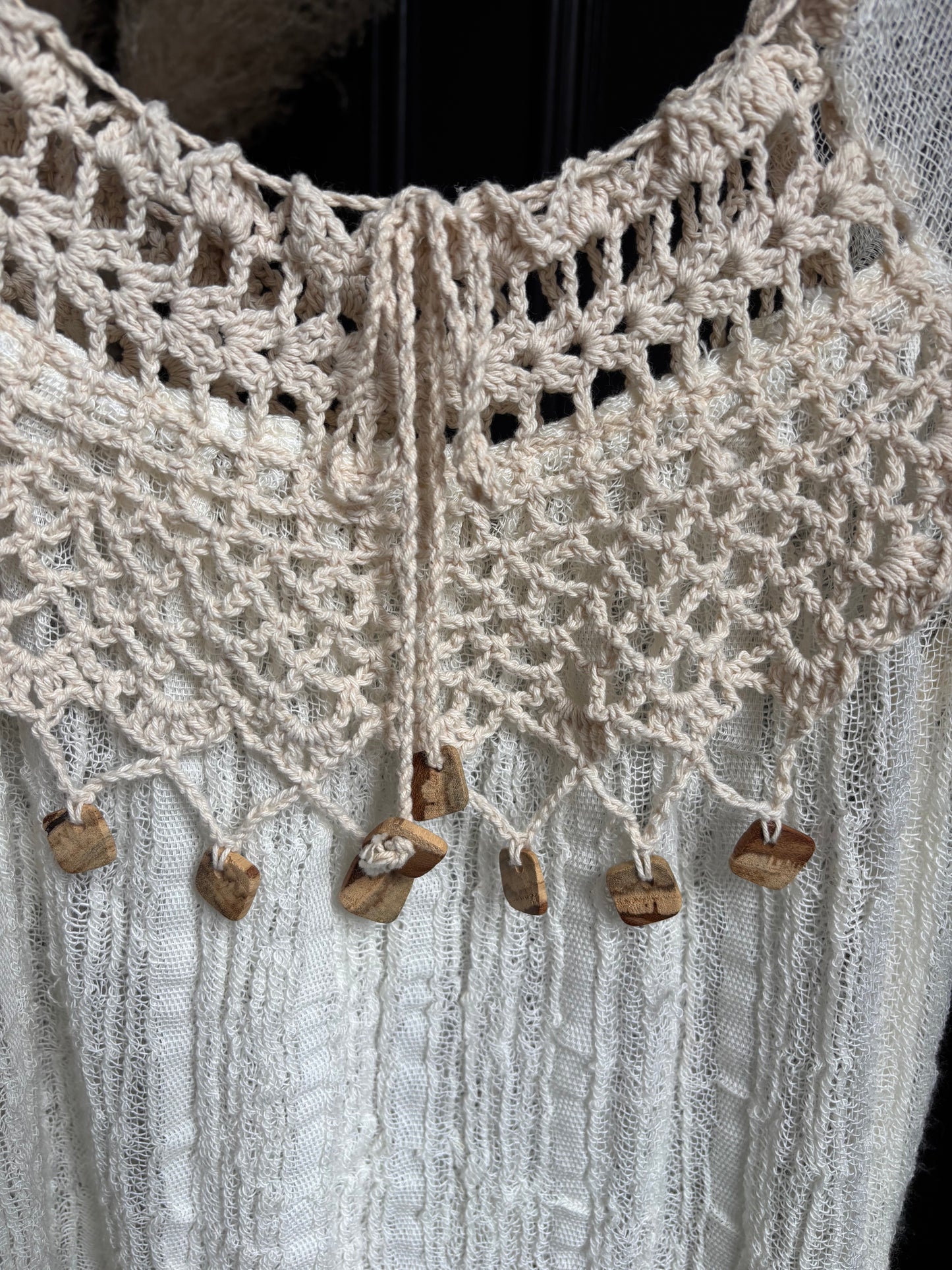 Gauze & Crochet Knit Beach Top Size OS