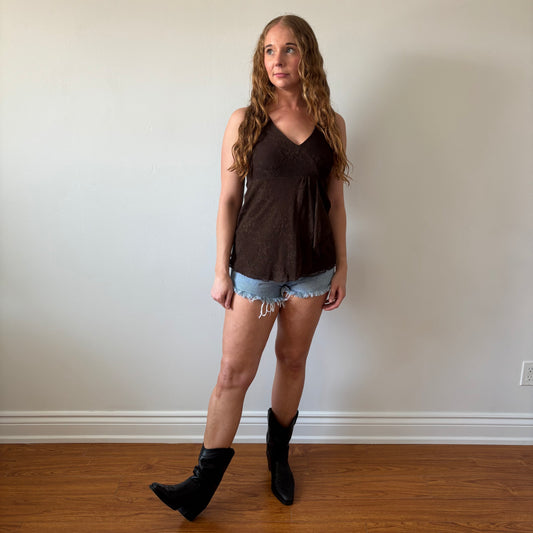 Brown Lace Babydoll Top