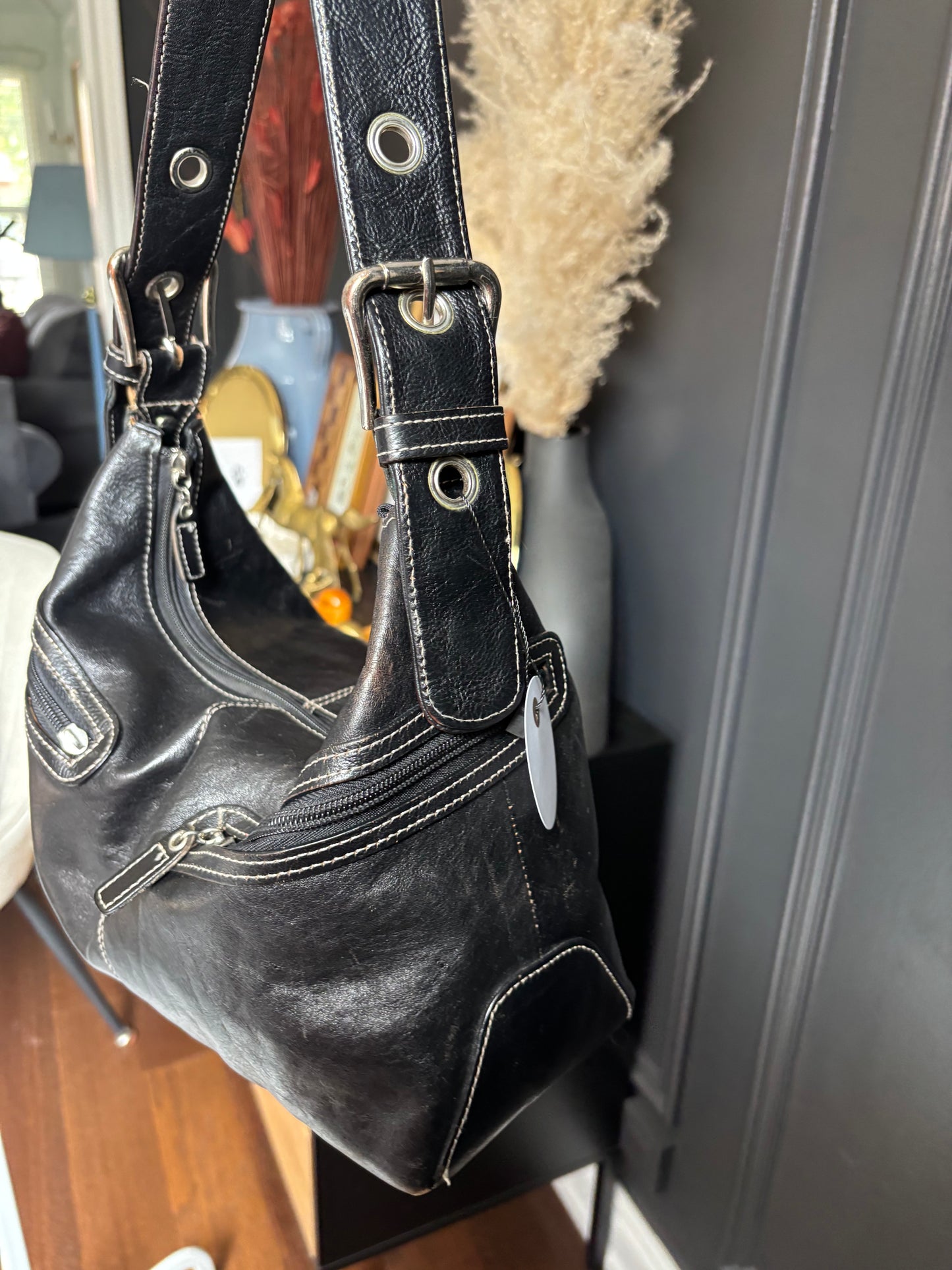 Black & White Stitch Danier Bag