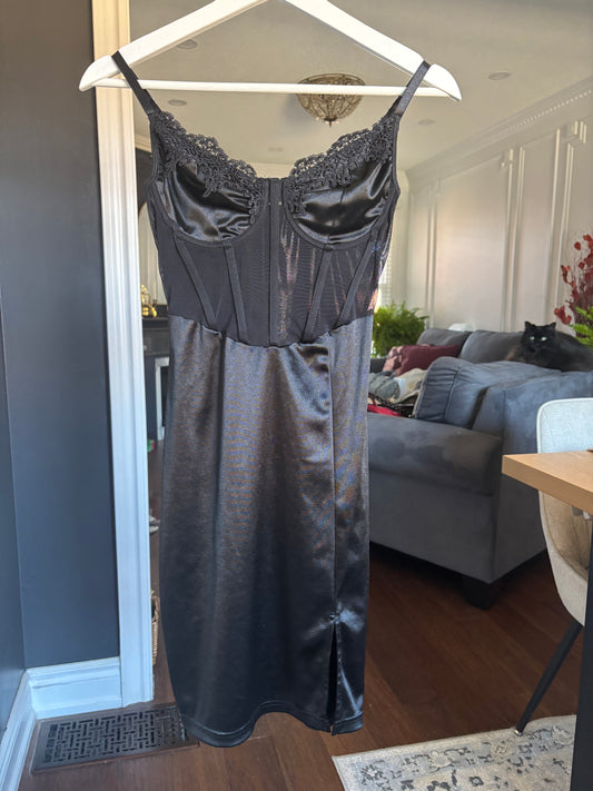 Black Corset Slip Dress Size S