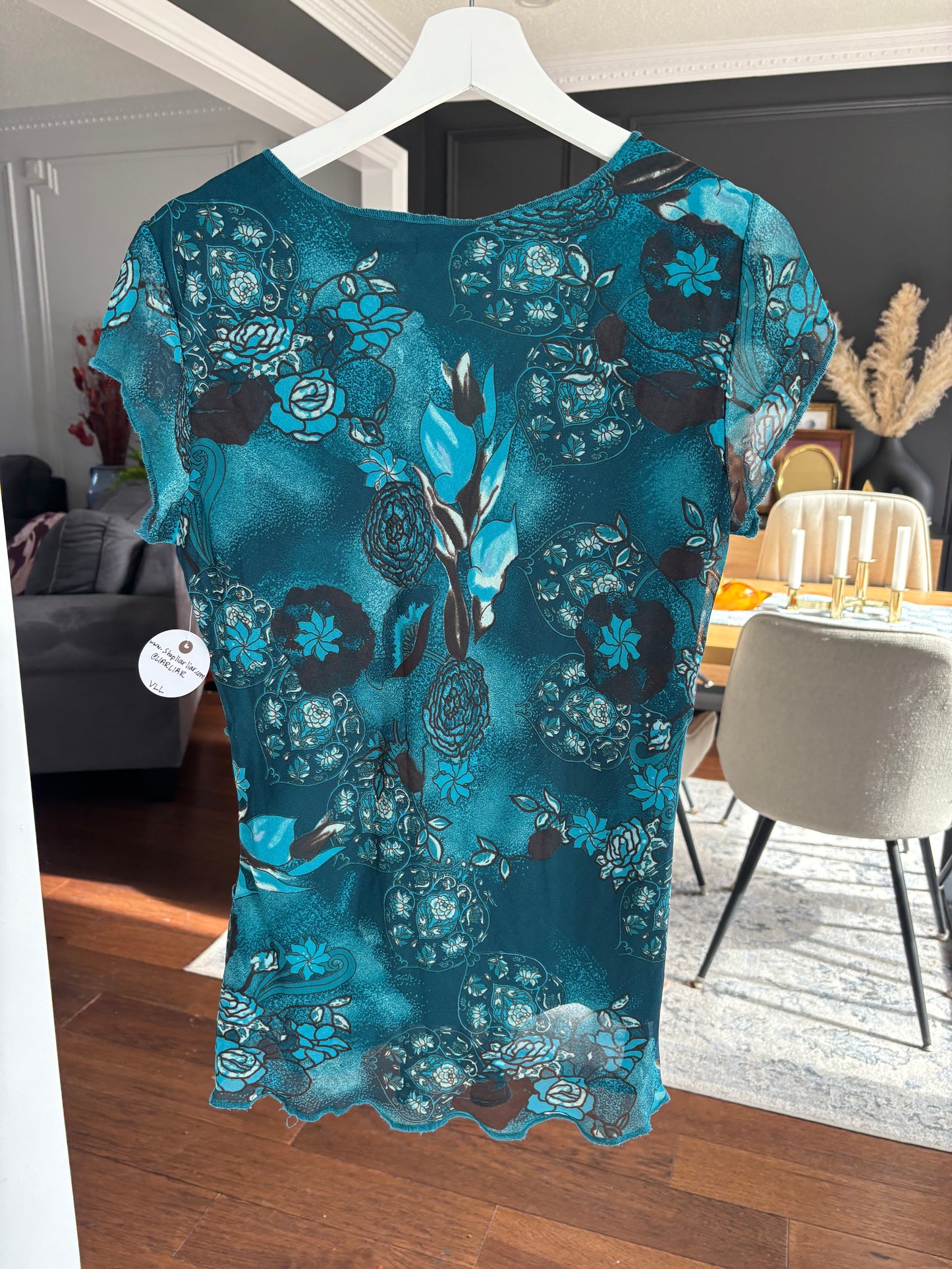Turquoise V-neck Top Size M