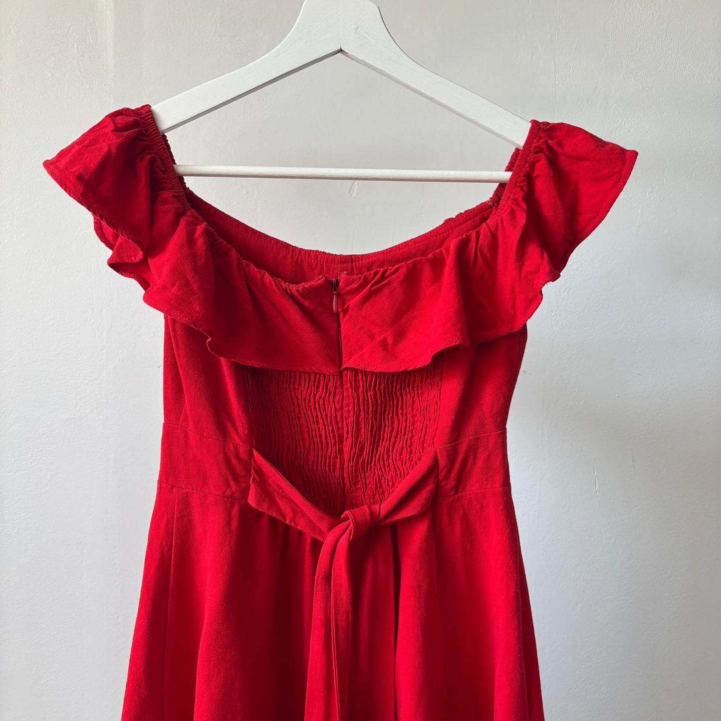 Red Zara Linen Blend Mini Dress
