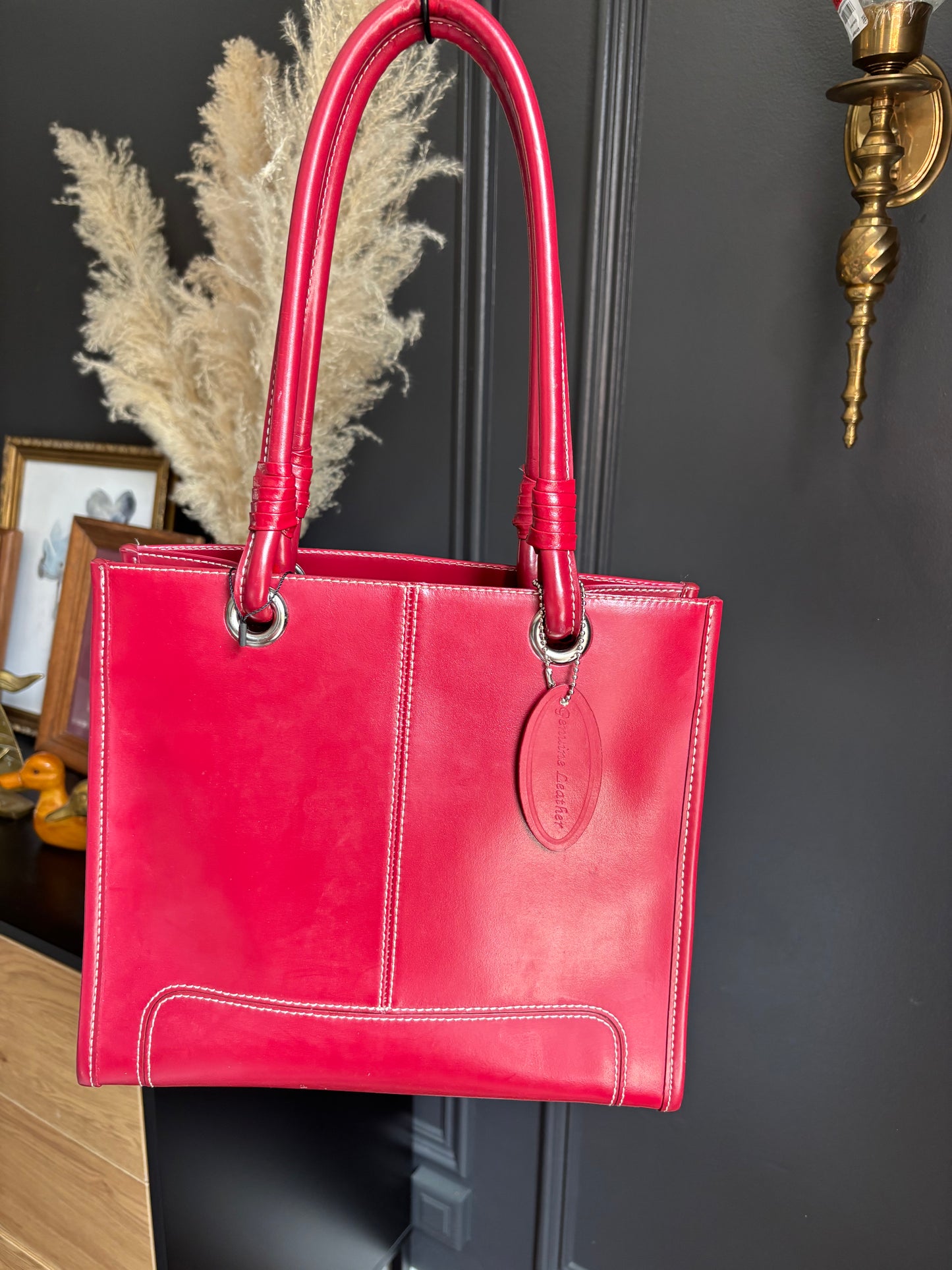 Red Structured Shoulder Bag