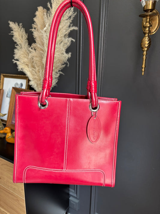Red Structured Shoulder Bag
