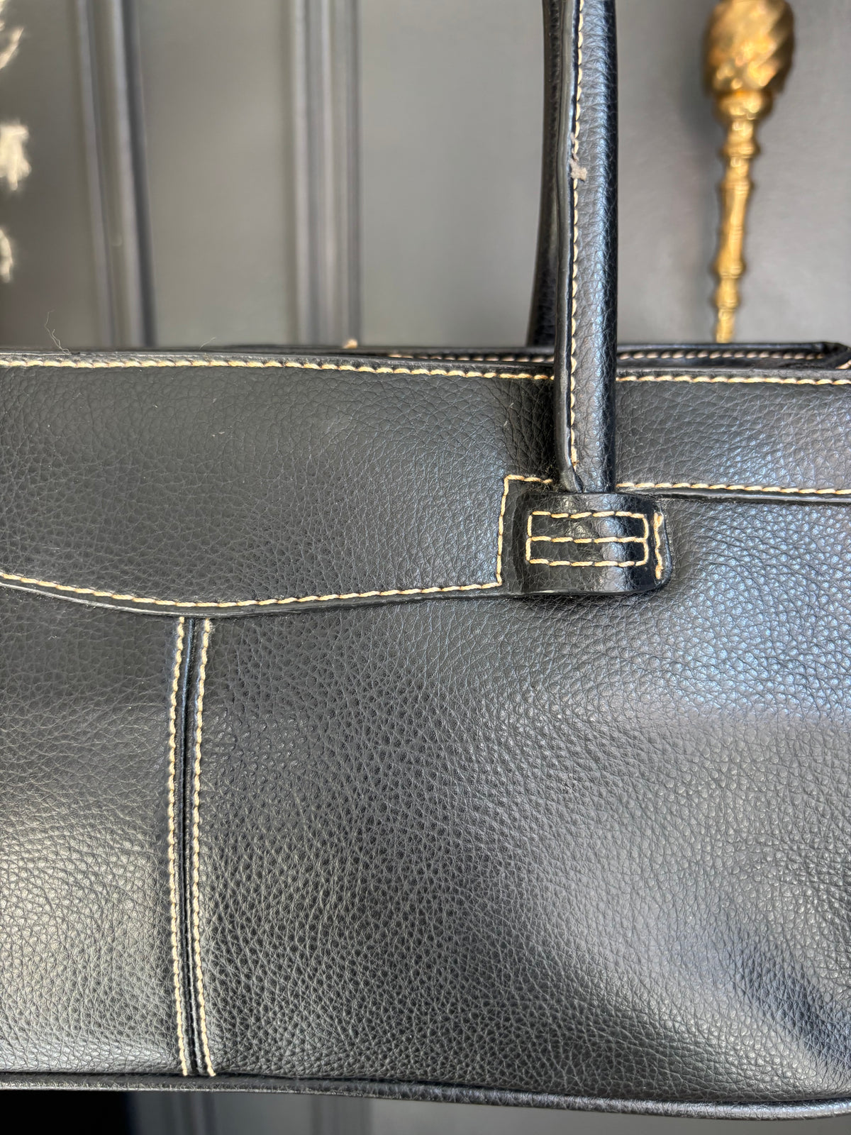Black Rectangle Stitched Shoulder Bag