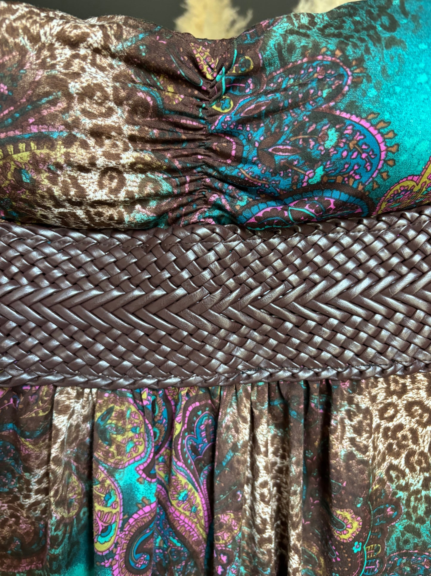 Y2K Cheeta Paisley Print Tube Top Size S