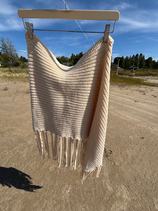 Asymmetrical Cream Knit Cape