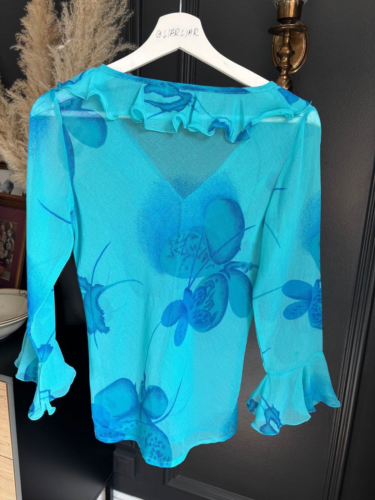 Vintage Sheer Ruffled Blouse Size M*