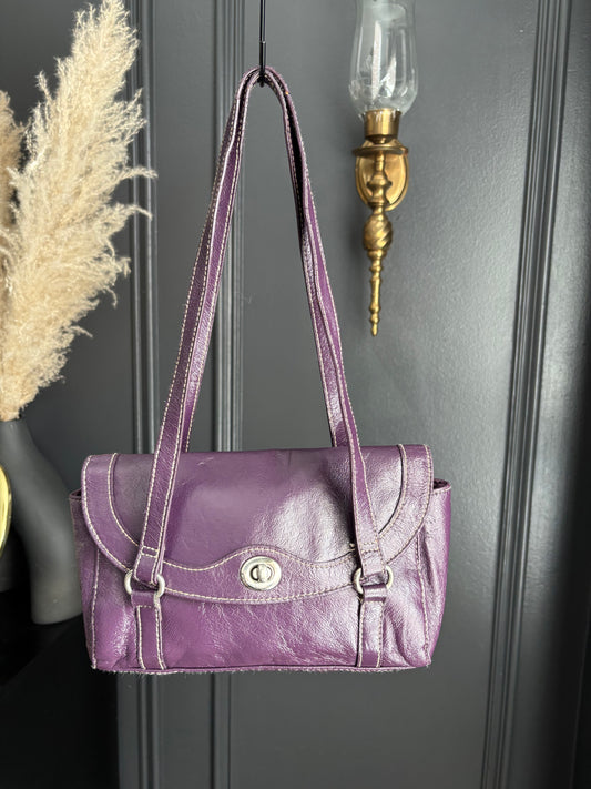 Small Purple Faux Leather Shoulder Bag
