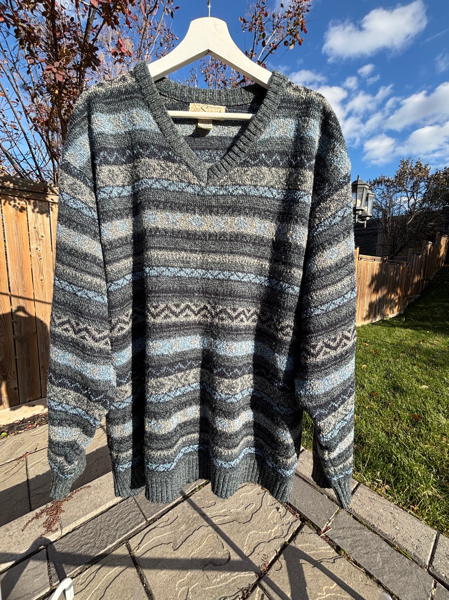 Vintage V-Neck Knit Sweater Size XL