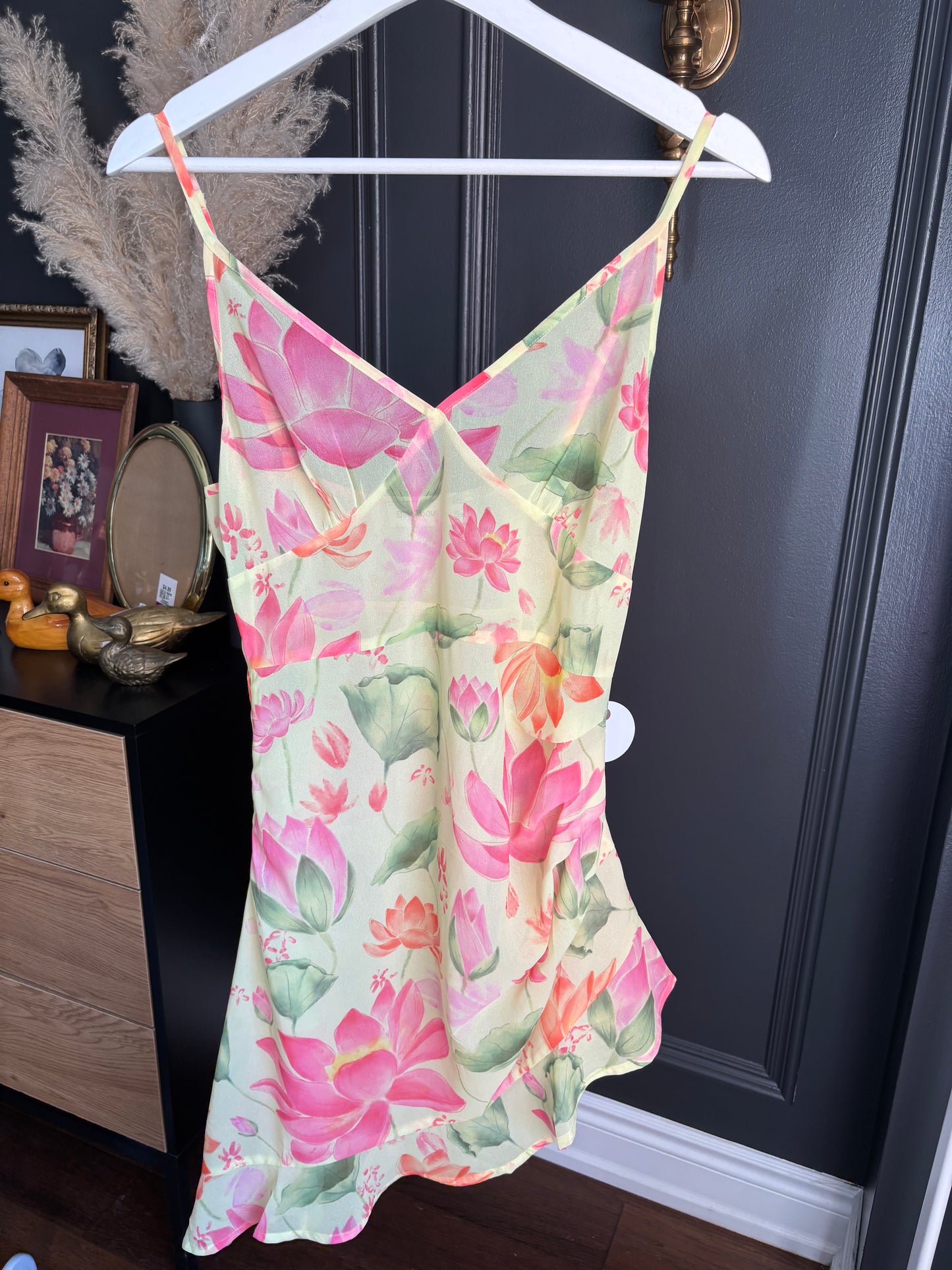 Yellow Rouched Asymmetrical Sheer Dress Size M