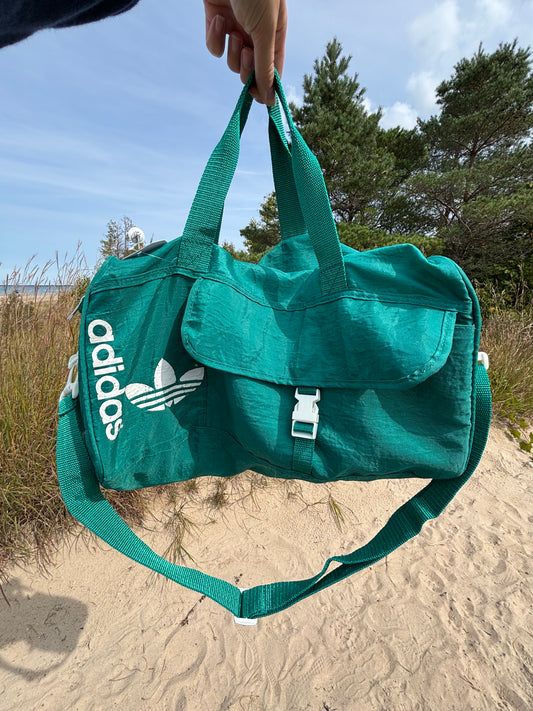 Green Vintage Addidas Nylon Gym Bag