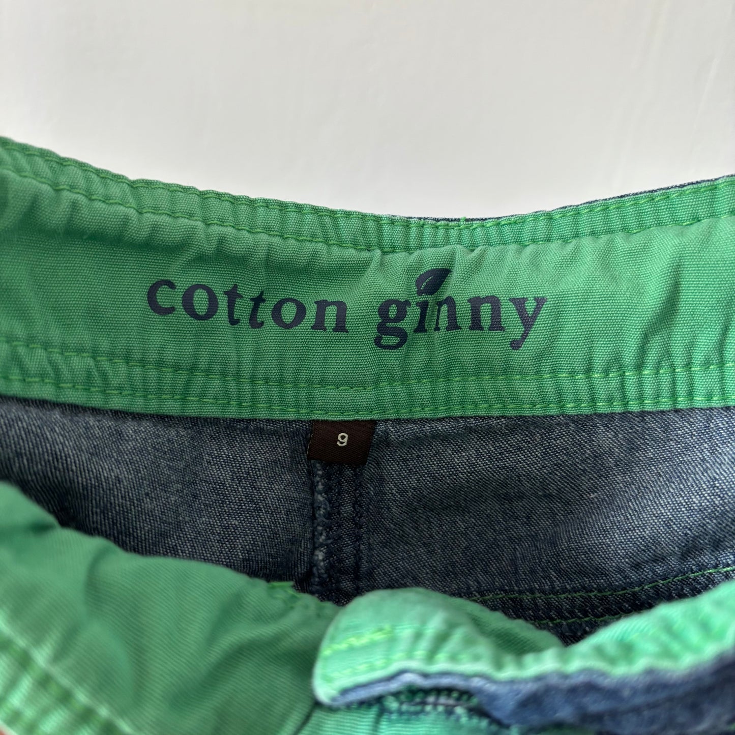 Green Detail Denim Cargo Jean Jorts