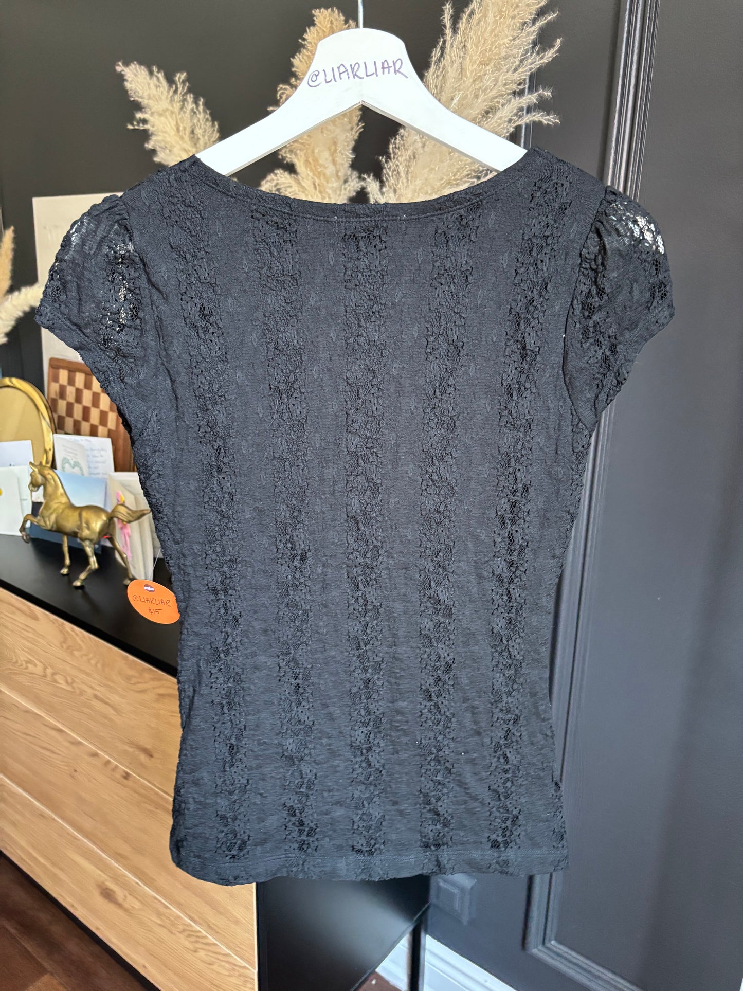 Y2K Black Lace Dynamite Top Size M