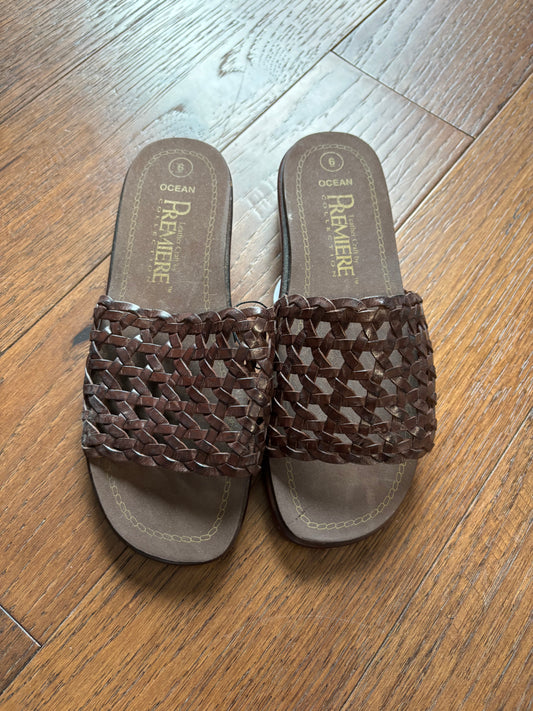 Brown Woven Slip On Sandals Size 6