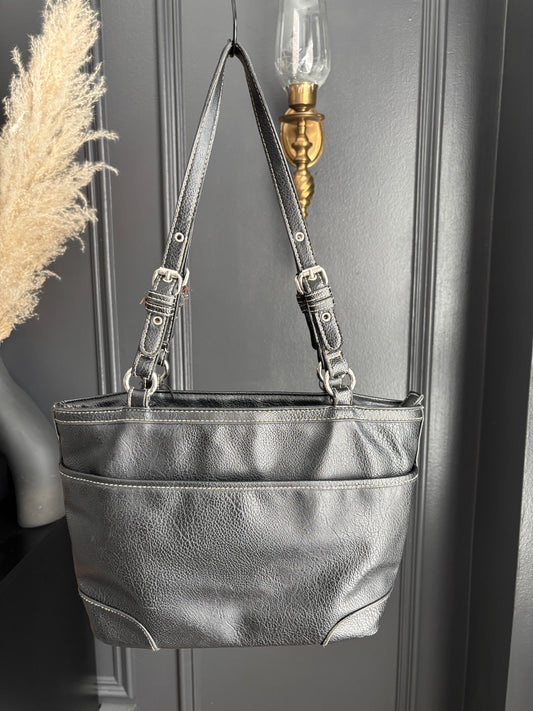 Black Faux Leather Buckle Strap Purse