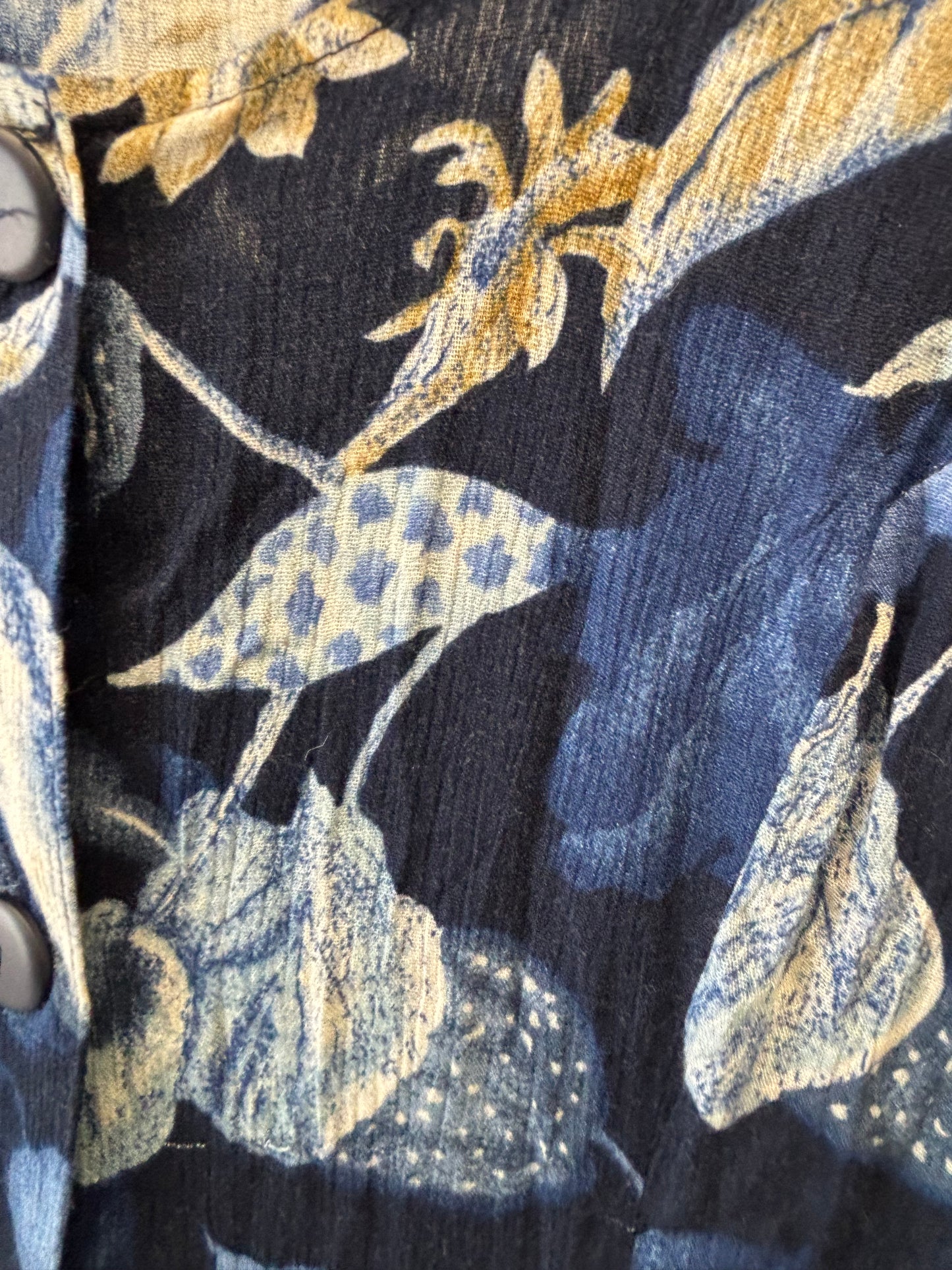 Vintage Blue Print Ankle Length Dress Size L