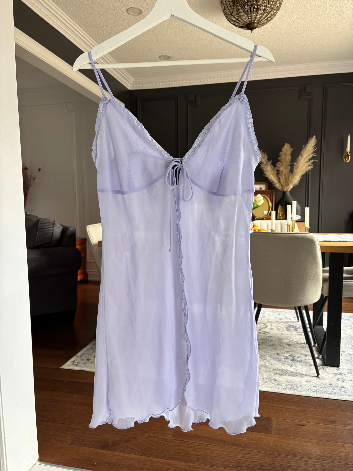 Vintage Lavender Front Tie Slip Size M