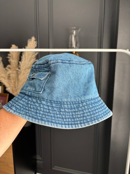 Denim Cargo Pocket Bucket Hat