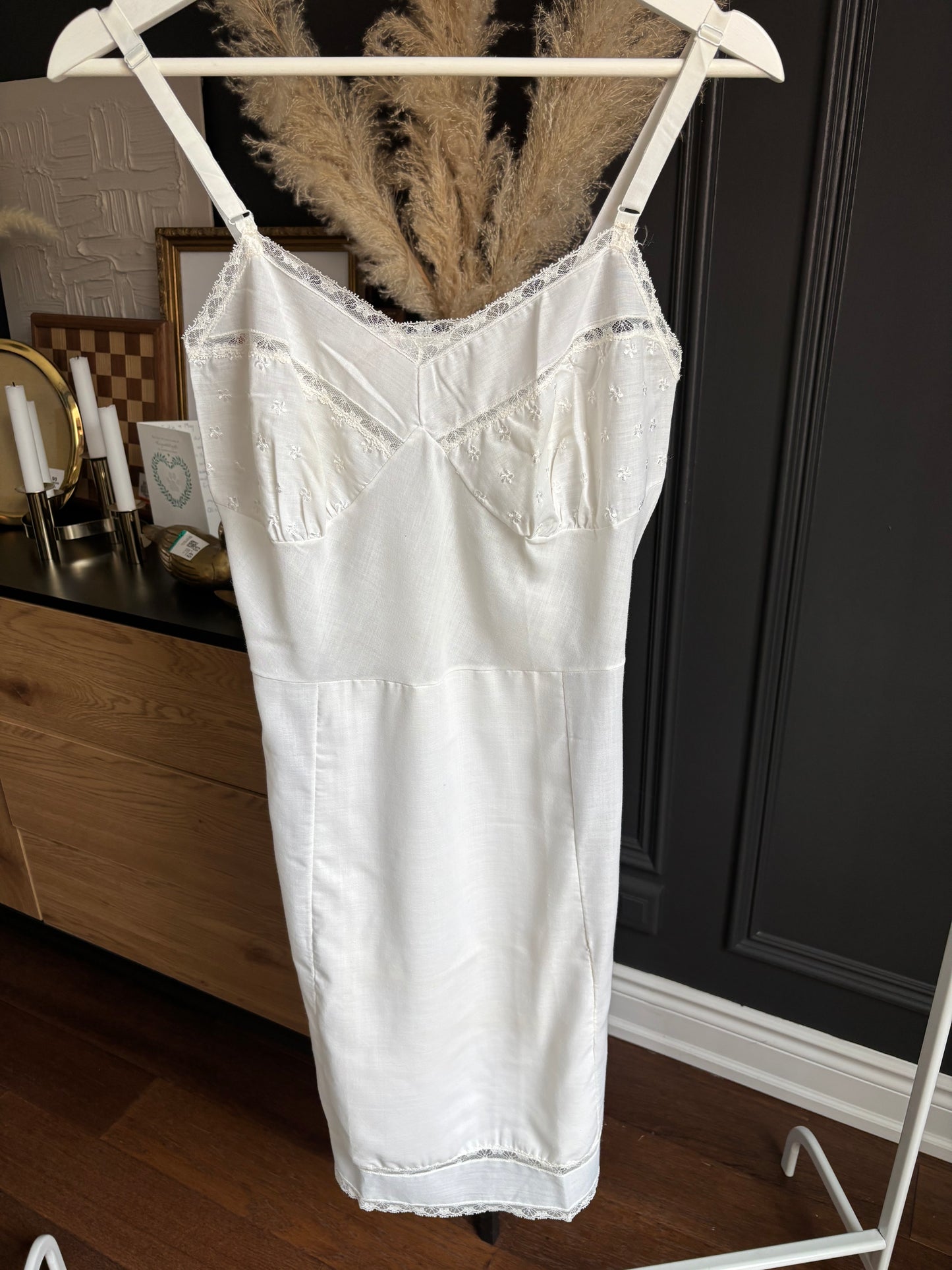Vintage White Cotton Night Slip Size S