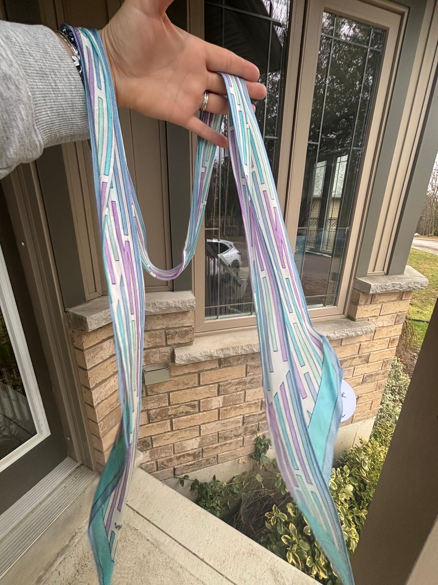Pastel Print Skinny Silk Scarf