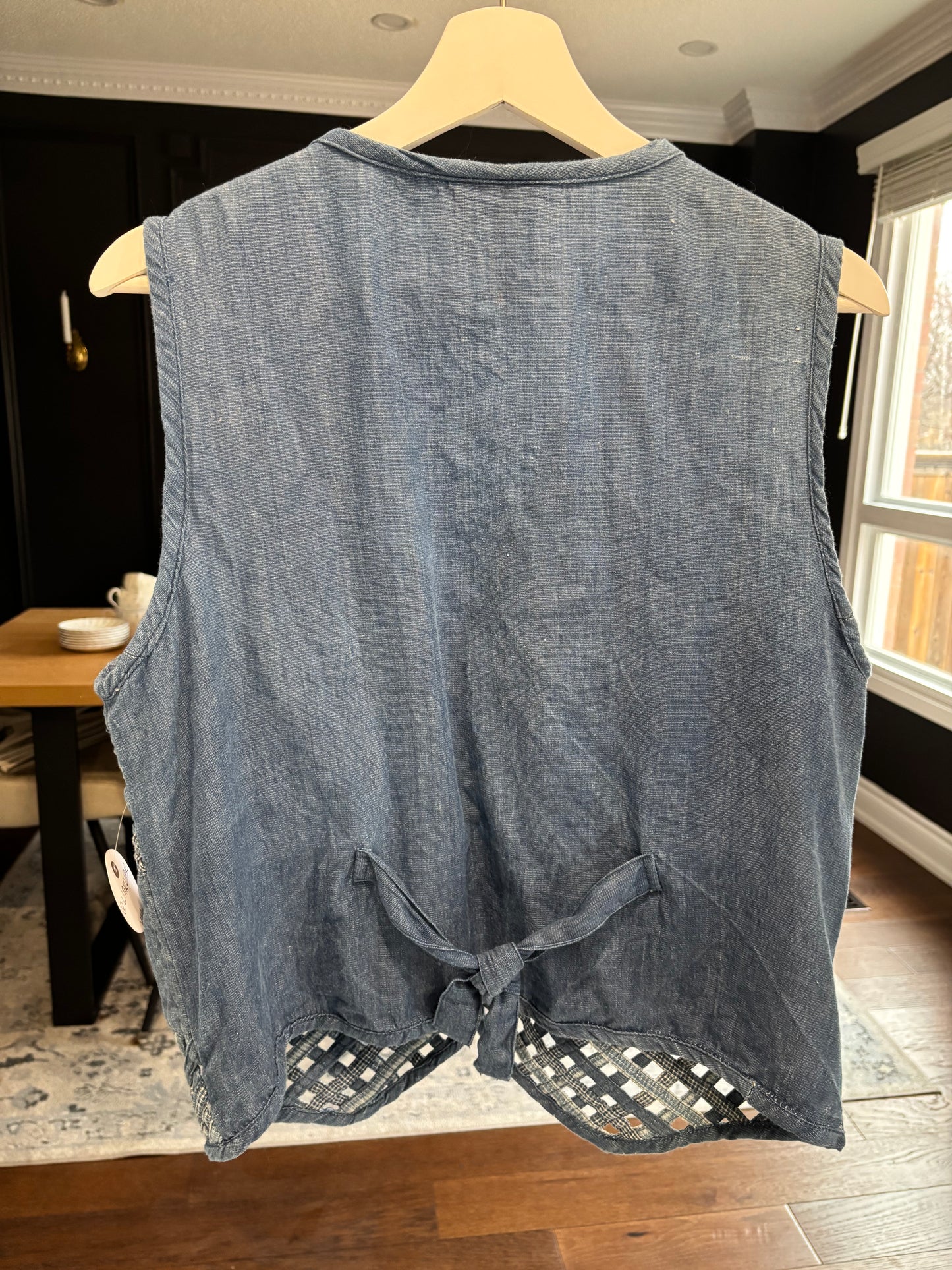 Country Blue Embroidery Vest Size S