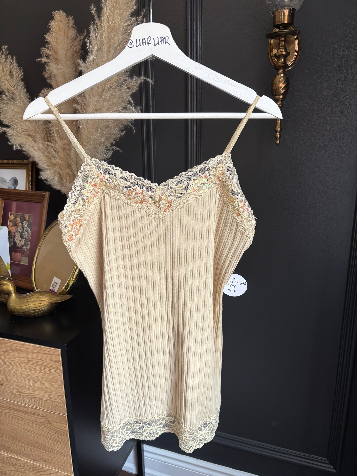 Vintage Sequins & Ribbed Tank Size L