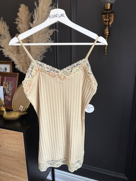Vintage Sequins & Ribbed Tank Size L