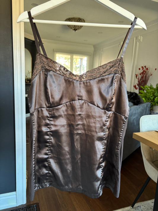 Brown Satin Cami Tank Size L