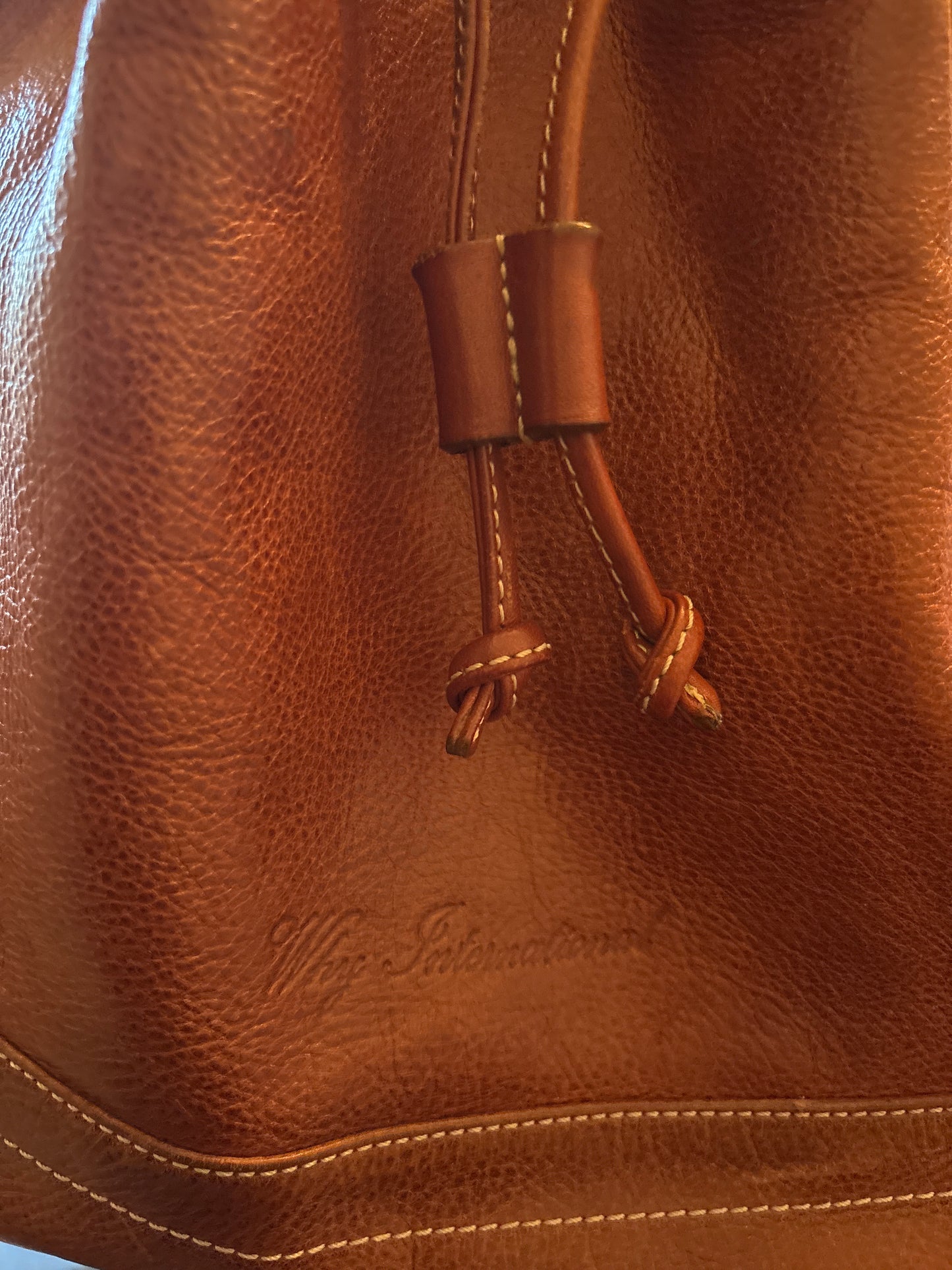 Vintage Brown Leather Bucket Bag
