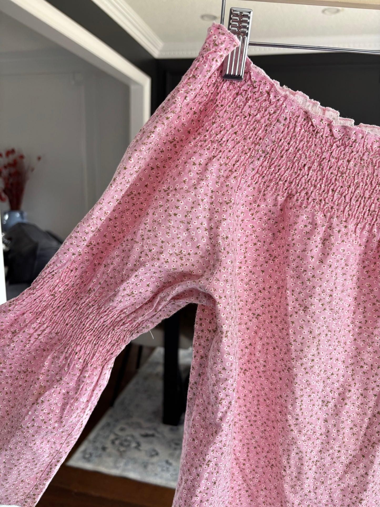 Pink Floral Off the Shoulder Top Size M