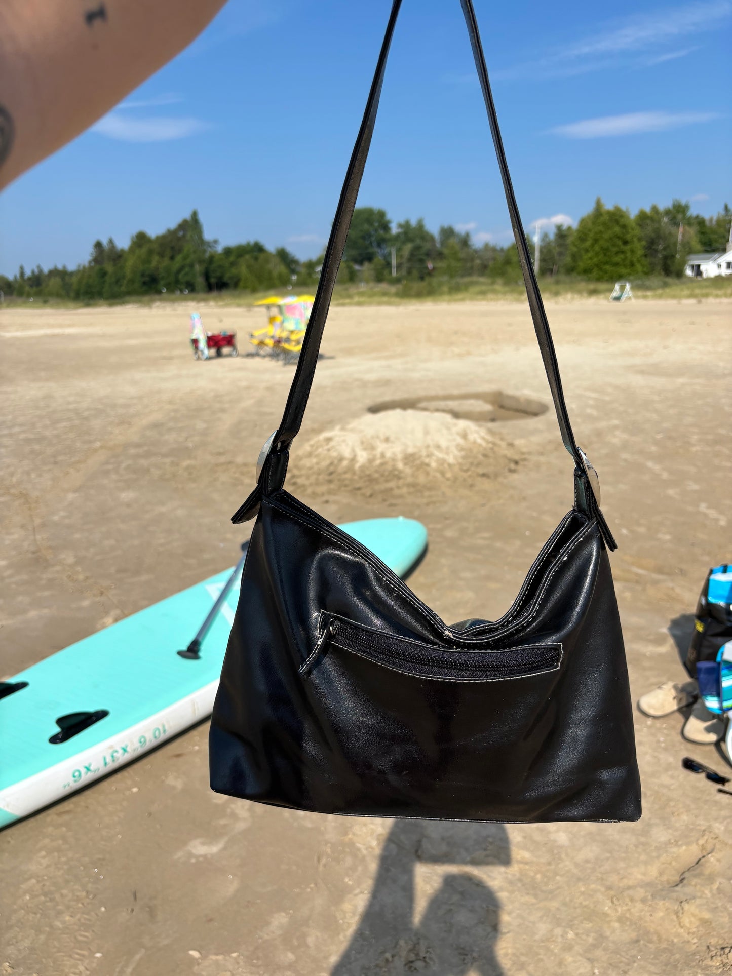 Black & White Stitch Shoulder Bag