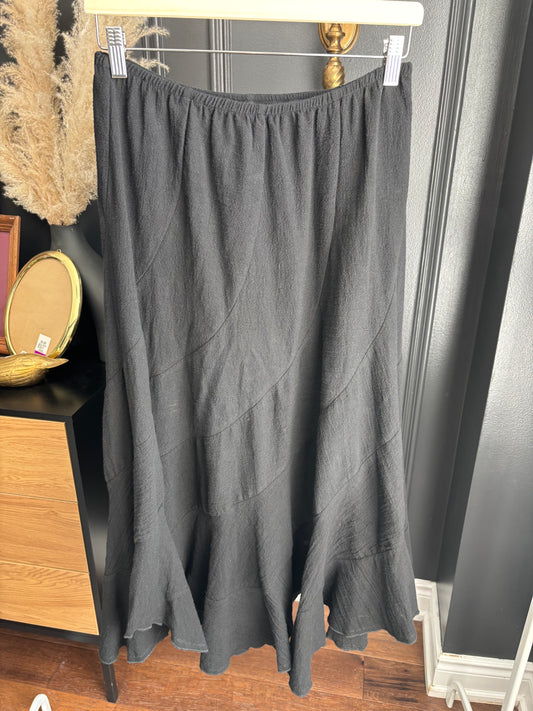 Black Boho Midi Skirt Size OS