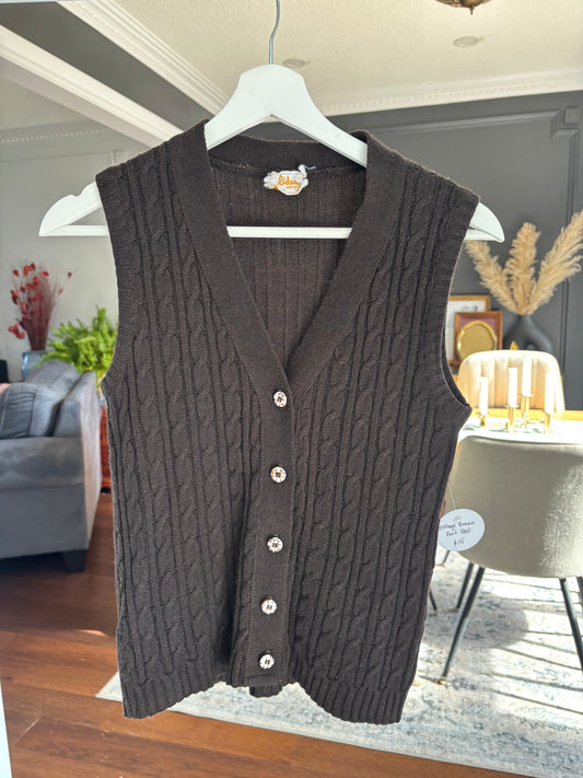 Vintage Brown Knit Vest Size S