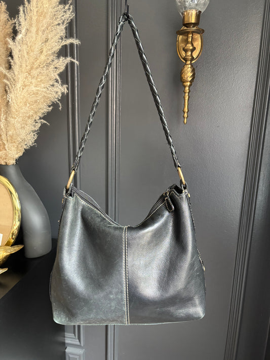 Sereta Black Leather Shoulder Bag