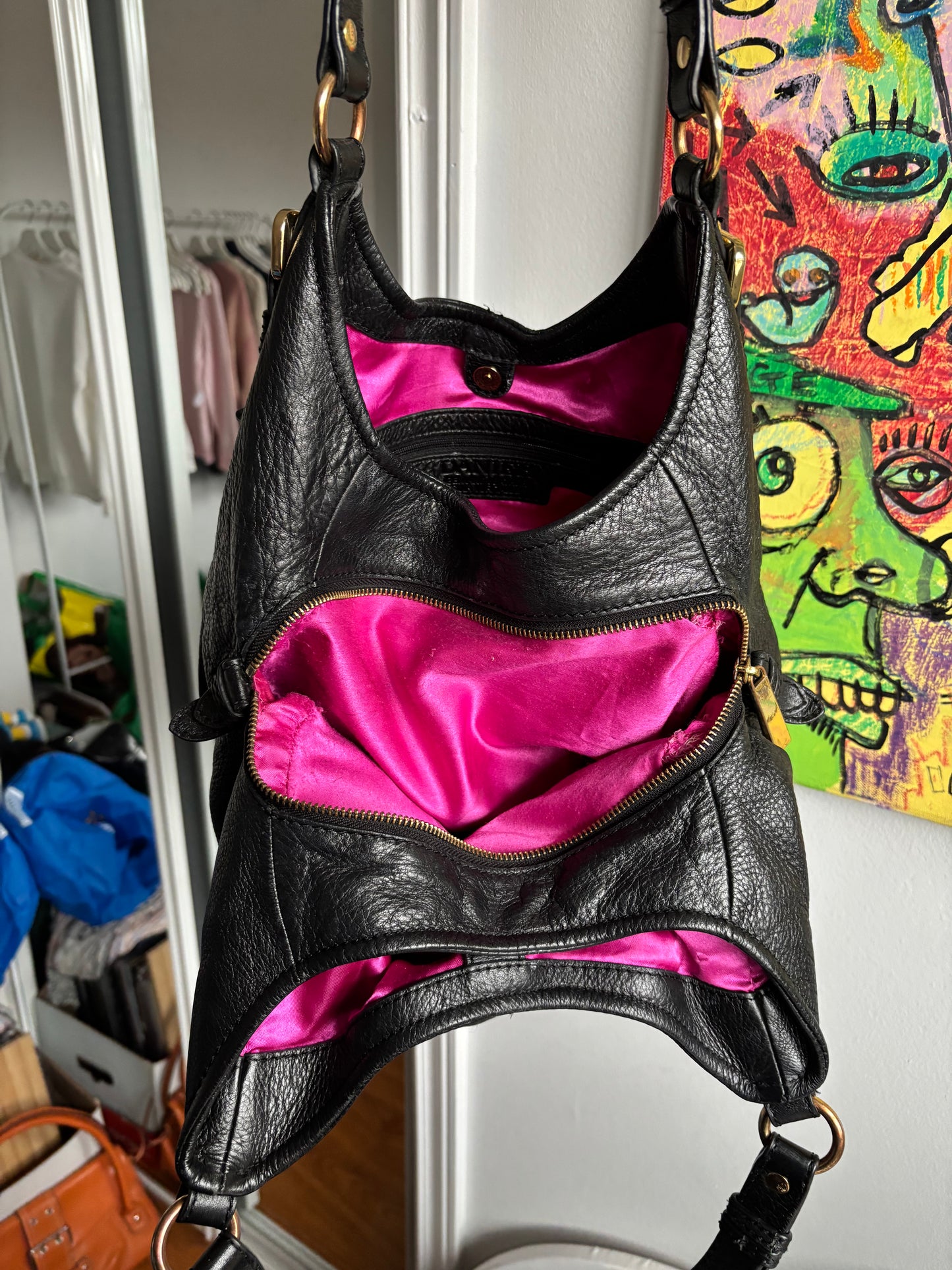 Danier Black Leather Shoulder Bag