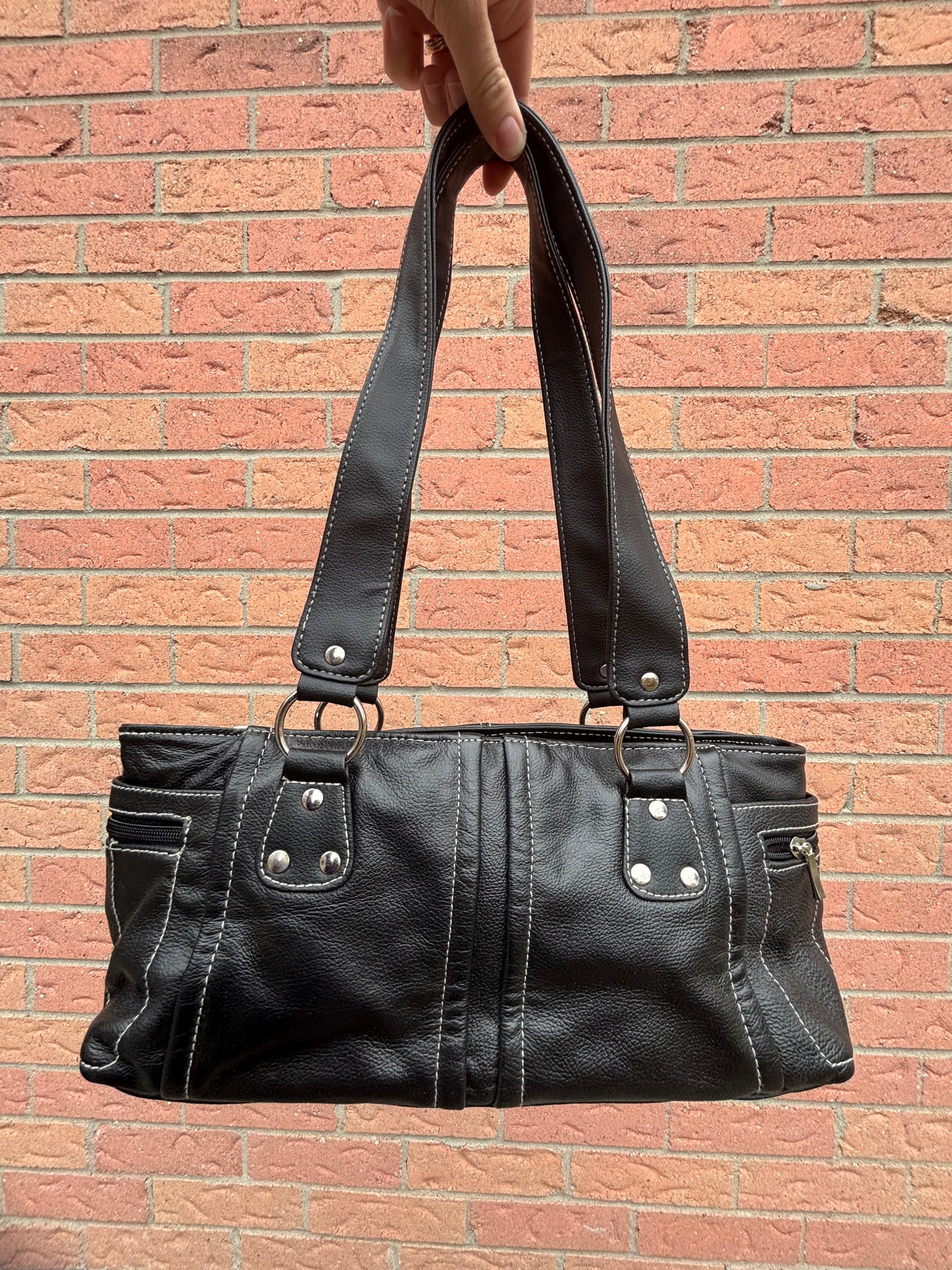 90s Black Leather Shoulder Bag